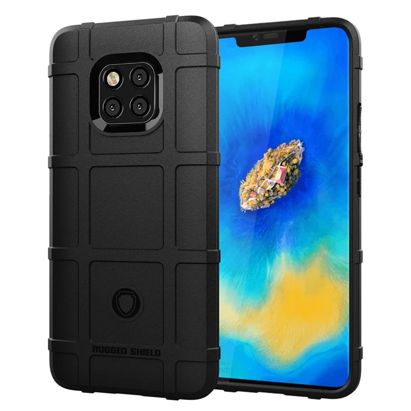 TPU de Textura de Cuadrícula Cuadrada Anti-shock Para Huawei Mate 20 Pro - Negro