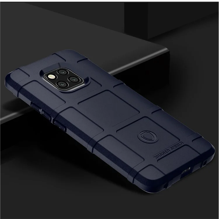 Custodia protettiva in TPU con texture a griglia quadrata anti-urto per Huawei Mate 20 Pro - Blu scuro