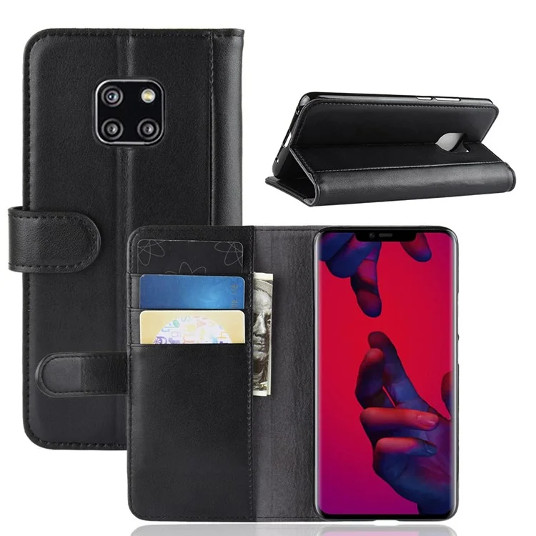 Capa de Celular de Couro Dividido Para Huawei Mate 20 Pro - Preto