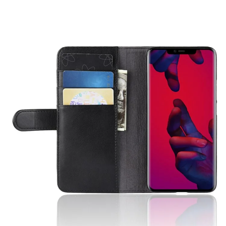 Capa de Celular de Couro Dividido Para Huawei Mate 20 Pro - Preto