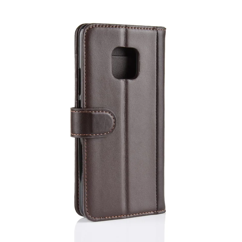 For Huawei Mate 20 Pro Phone Cases Genuine Split Leather Wallet Mobile Cover Stand - Brown