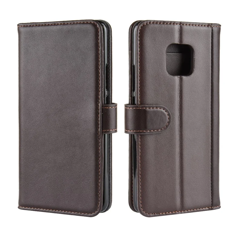 For Huawei Mate 20 Pro Phone Cases Genuine Split Leather Wallet Mobile Cover Stand - Brown