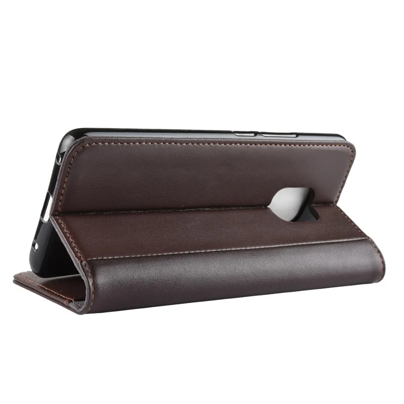For Huawei Mate 20 Pro Phone Cases Genuine Split Leather Wallet Mobile Cover Stand - Brown