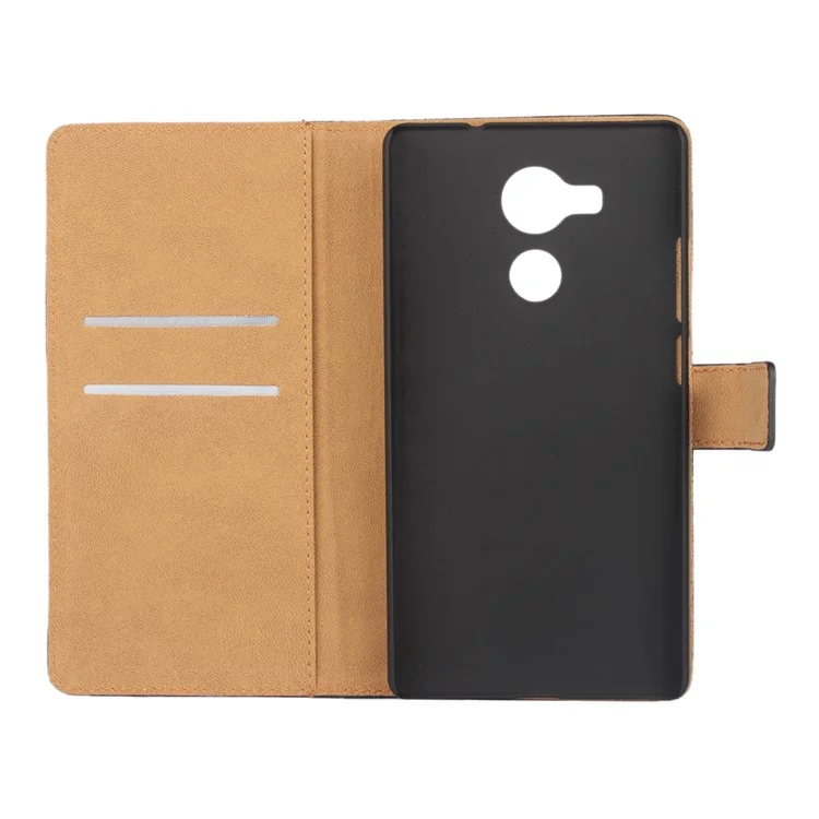 Genuine Split Leather Wallet Stand Phone Case for Huawei Mate 8 - Black