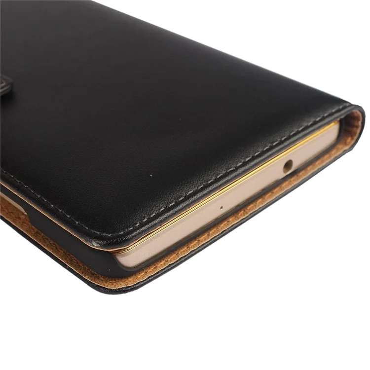 Genuine Split Leather Wallet Stand Phone Case for Huawei Mate 8 - Black