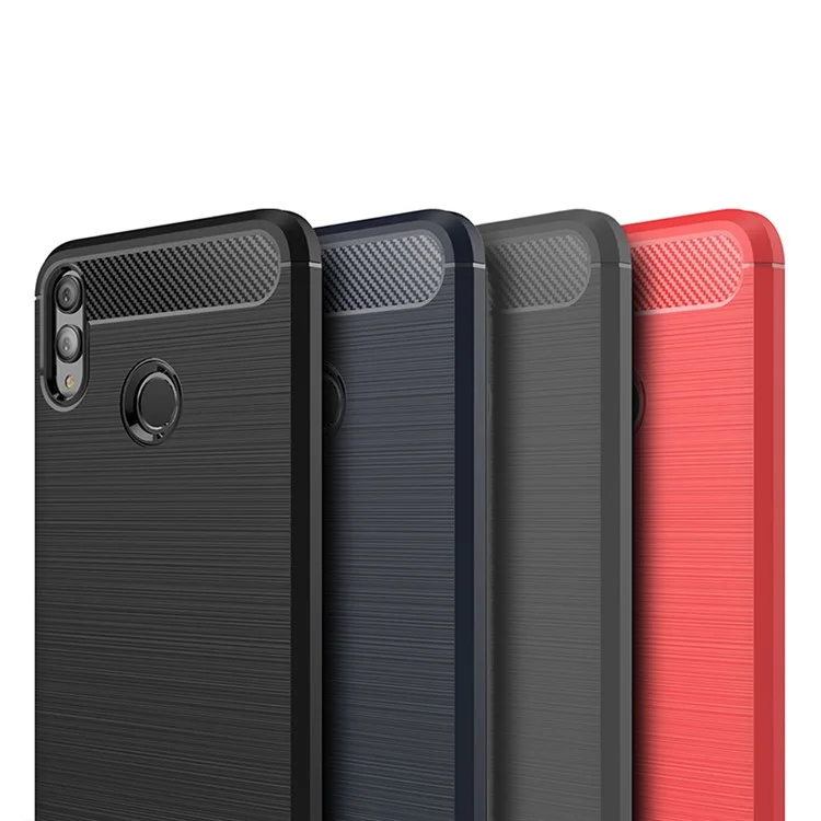 Texture in Fibra di Carbonio Mofi Spazzolato TPU Back Custodia Per Huawei Honor 8x / Onore Visualizza 10 Lite - Nero