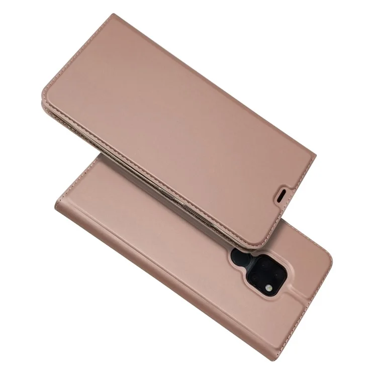 Magnetic Adsorption Leather Card Holder Cover for Huawei Mate 20 - Rose Gold