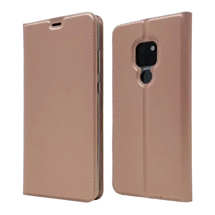 Magnetic Adsorption Leather Card Holder Cover for Huawei Mate 20 - Rose Gold