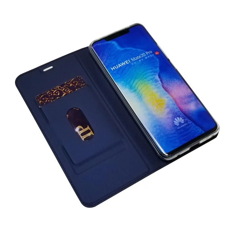 Custodia in Pelle di Adsorbimento Magnetico Con Slot Per Carte Per Huawei Mate 20 Pro - Blu Scuro