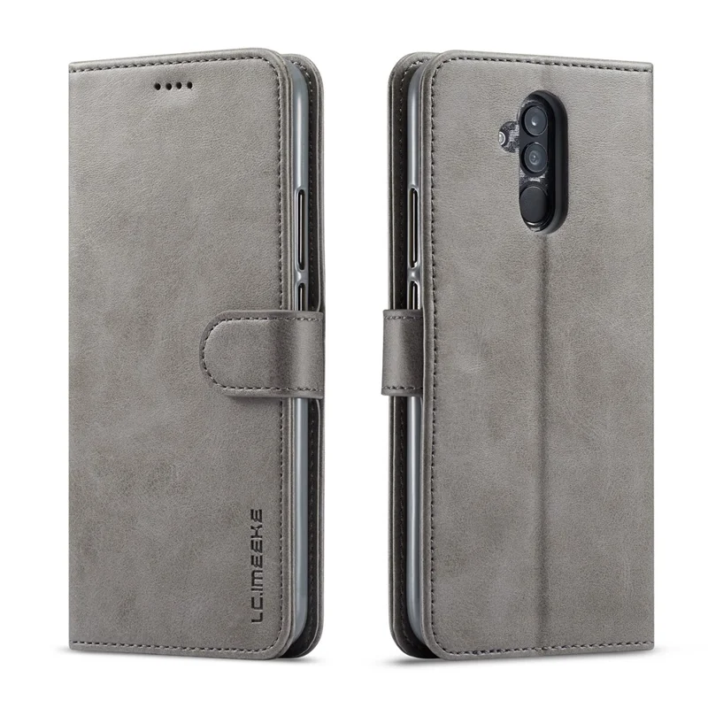 LC.IMEEKE Wallet Leather Stand Cover for Huawei Mate 20 Lite - Grey