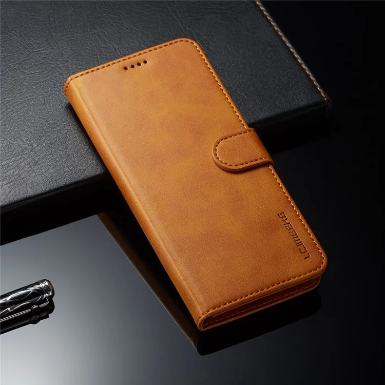 LC.IMEEKE Leather Stand Cover with Card Slots for Huawei Mate 20 Pro - Brown