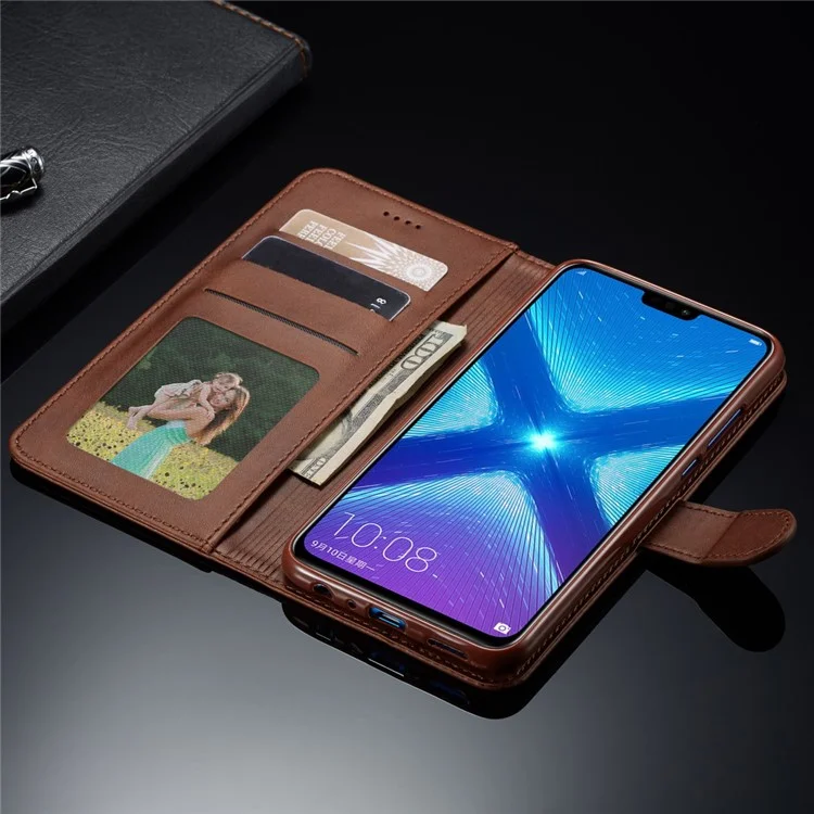 Lc. Imeeke Wallet Lederstand Hülle Für Huawei Honor 8x / Ehrenansicht 10 Lite - Kaffee