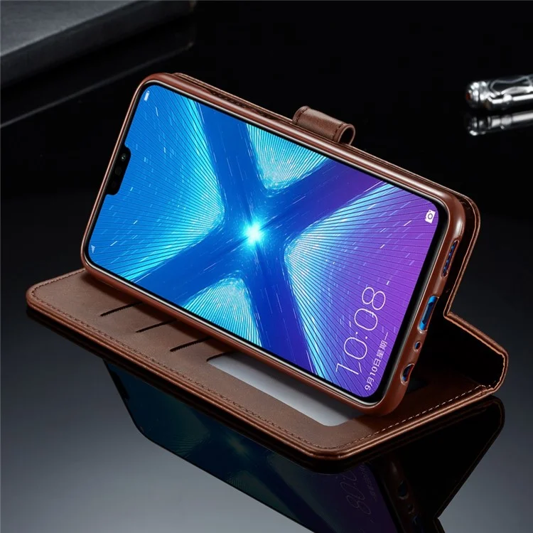 Lc. Imeeke Wallet Lederstand Hülle Für Huawei Honor 8x / Ehrenansicht 10 Lite - Kaffee