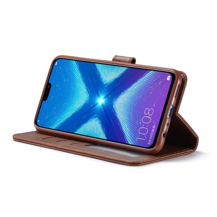 Lc. Imeeke Walllet en Cuir Case de Support Pour Huawei Honor 8X / Honneur Voir 10 Lite - Café