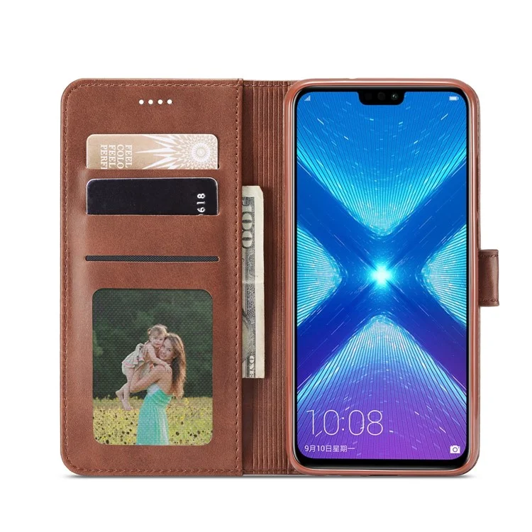 Lc. Imeeke Walllet en Cuir Case de Support Pour Huawei Honor 8X / Honneur Voir 10 Lite - Café