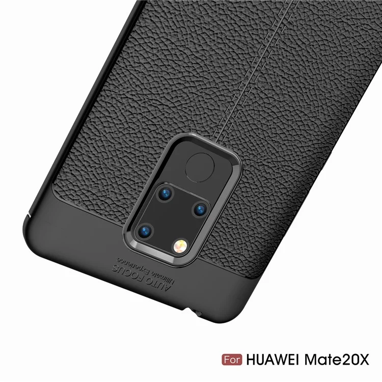 Litchi Grão Tpu Traseiro Capa Para Celular Para Huawei Mate 20 X - Preto