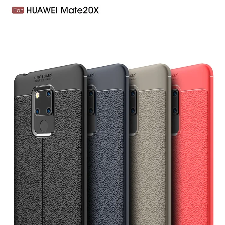 Litchi Grain TPU Back Mobile Phone Case for Huawei Mate 20 X - Negro