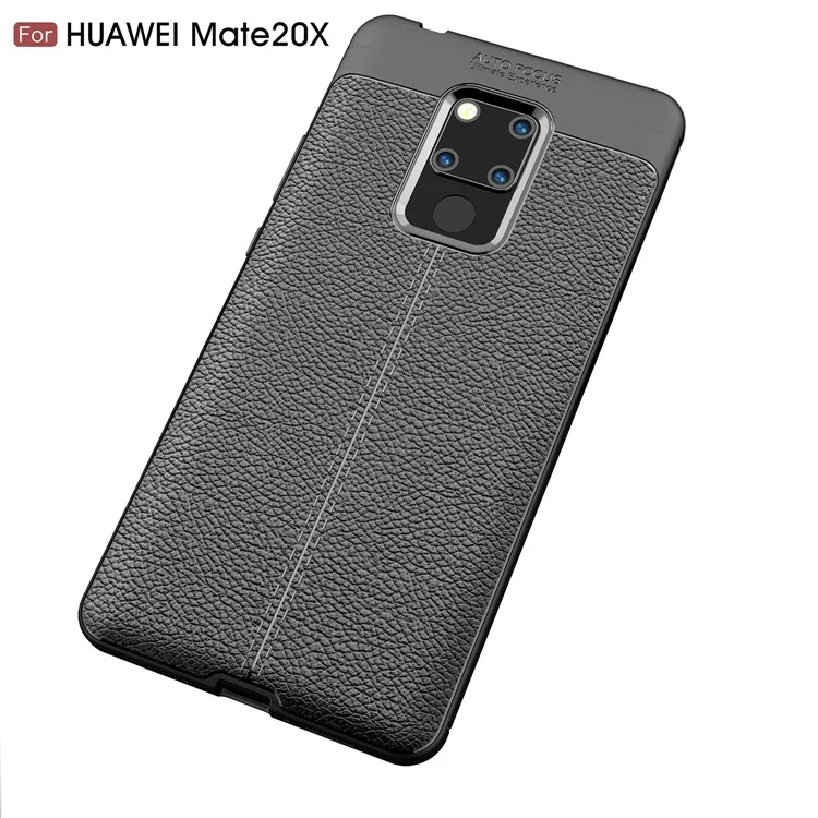 Litchi Grão Tpu Traseiro Capa Para Celular Para Huawei Mate 20 X - Preto