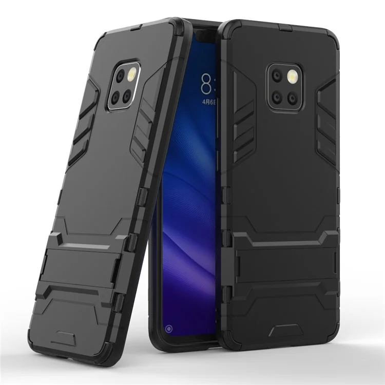 Funda de teléfono móvil híbrida de plástico duro y TPU con soporte para Huawei Mate 20 Pro - Negro