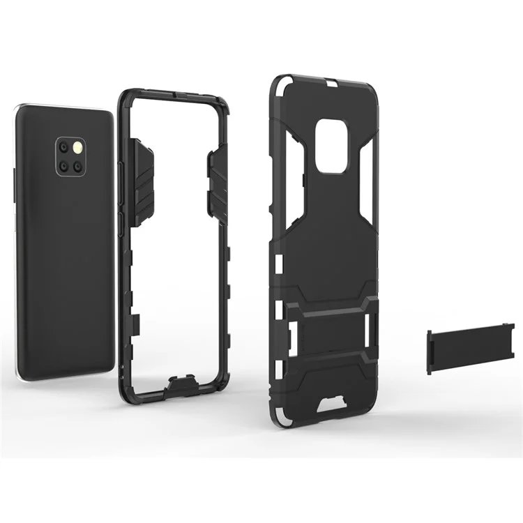Funda de teléfono móvil híbrida de plástico duro y TPU con soporte para Huawei Mate 20 Pro - Negro