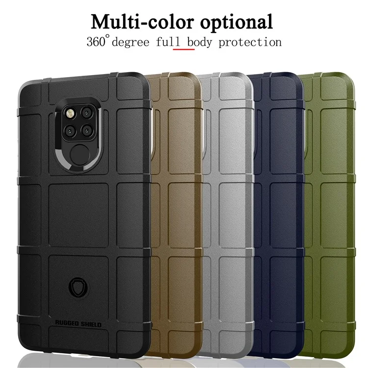 Textura de Cuadrícula Cuadrada Anti-shock Case de Teléfono TPU Suave Para Huawei Mate 20 X - Negro