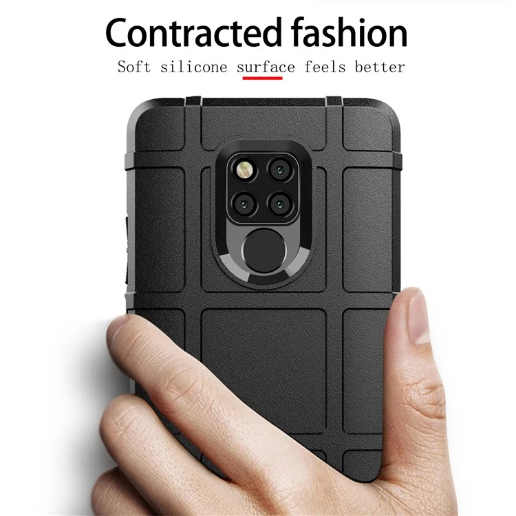 Textura de Cuadrícula Cuadrada Anti-shock Case de Teléfono TPU Suave Para Huawei Mate 20 X - Negro