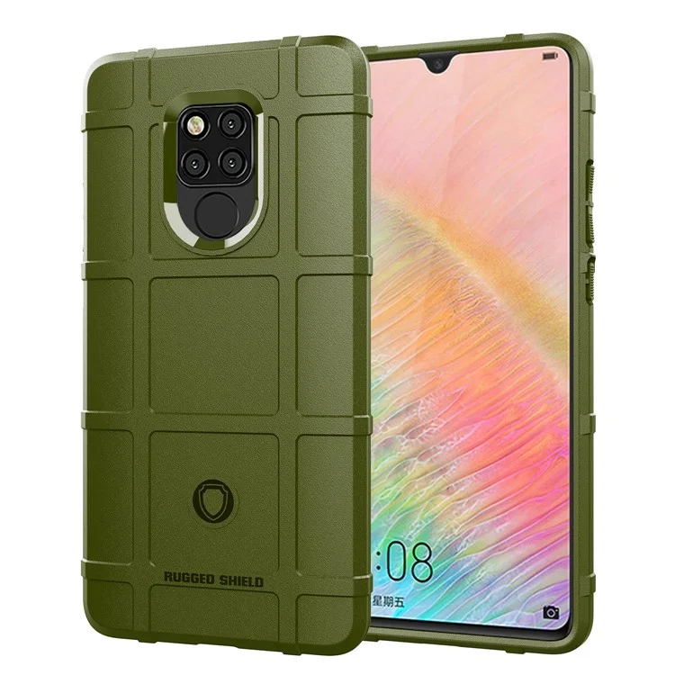 Anti-shock Square Grid Texture Soft TPU Phone Shell for Huawei Mate 20 X - Green