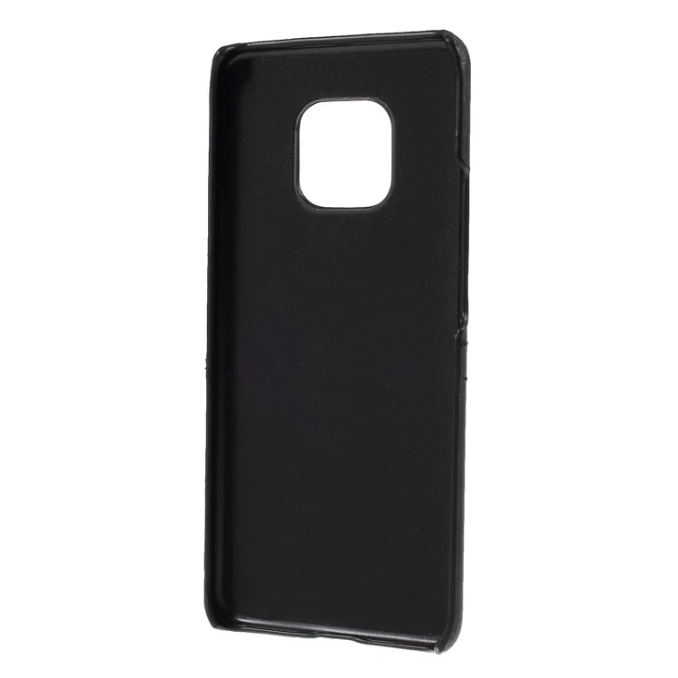 Funda de teléfono con carcasa de plástico recubierta de piel de poliuretano y dos ranuras para tarjetas para Huawei Mate 20 Pro - Negro