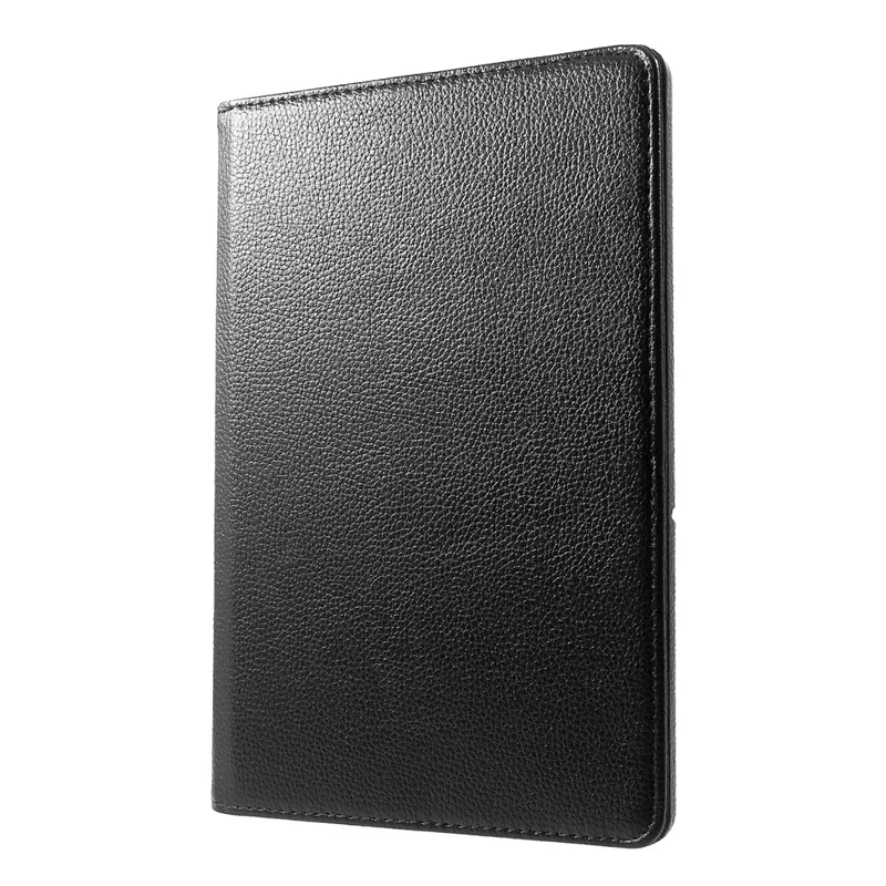 Litchi Skin Leather Shell Cover Case with 360-Degree Rotating Stand for Huawei Mediapad T5 10 - Black