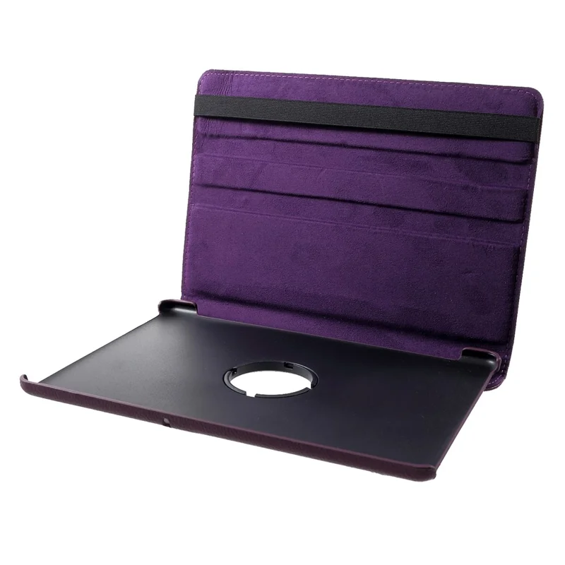 Litchi Skin Leather Shell Cover Case with 360-Degree Rotating Stand for Huawei Mediapad T5 10 - Purple
