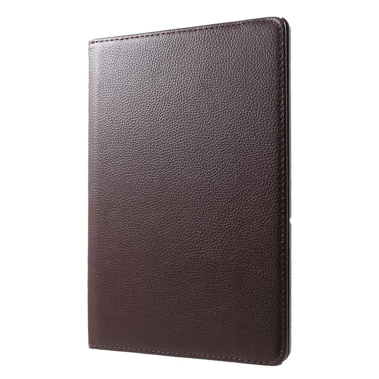 Litchi Skin Leather Shell Cover Case with 360-Degree Rotating Stand for Huawei Mediapad T5 10 - Brown