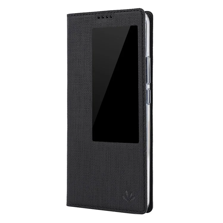 VILI DMX Window View Cross Texture Leather Stand Cover for Huawei Mate 20 Pro - Negro