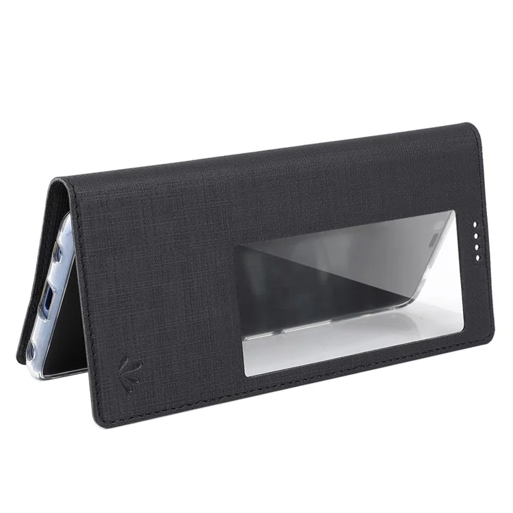 VILI DMX Window View Cross Texture Leather Stand Cover for Huawei Mate 20 Pro - Negro