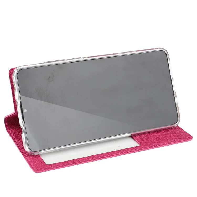 Vili DMX Vista de Ventana Cross Texture de Cuero Revestimiento Para Huawei Mate 20 - Rosa