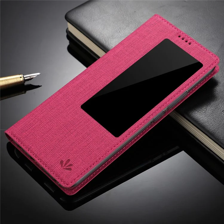 Vili DMX Vista de Ventana Cross Texture de Cuero Revestimiento Para Huawei Mate 20 - Rosa