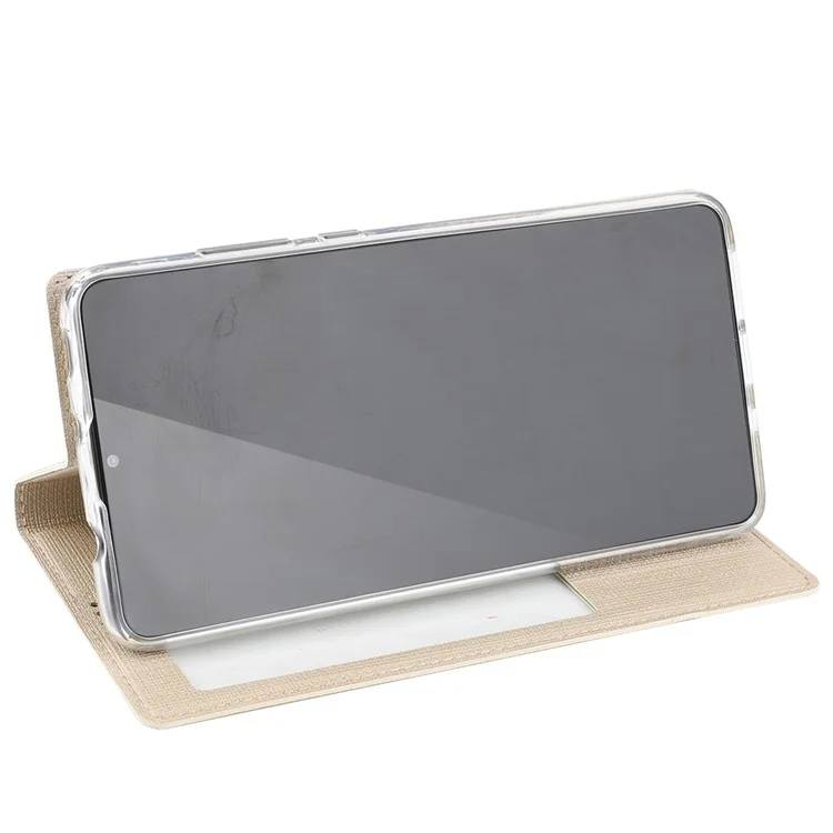 VILI DMX Window View Cross Texture Leather Cell Phone Case para Huawei Mate 20 - Dourado