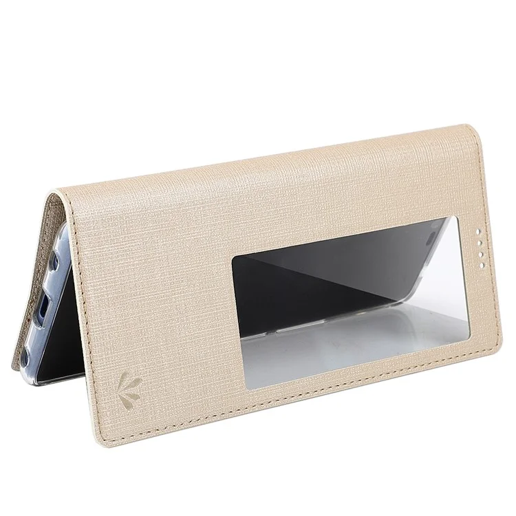 VILI DMX Window View Cross Texture Leather Cell Phone Case para Huawei Mate 20 - Dourado