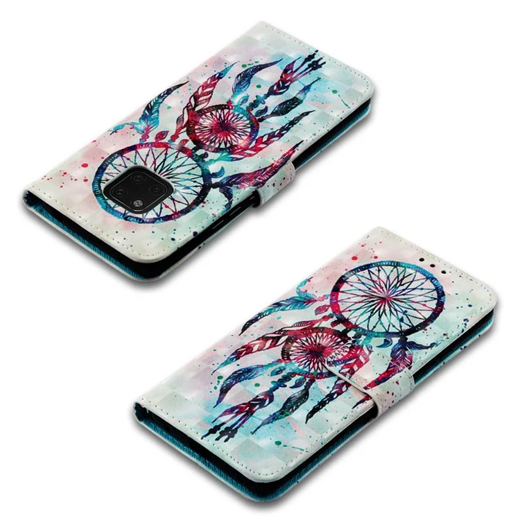 Pattern Printing Leather Magnetic Stand Case for Huawei Mate 20 Pro - Colorful Dream Catcher