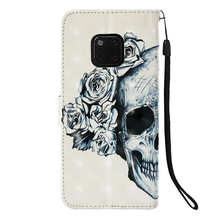 Stampa Motivi in ​​cuoio in Cuoio Mobile Per Huawei Mate 20 Pro - Skull e Rose