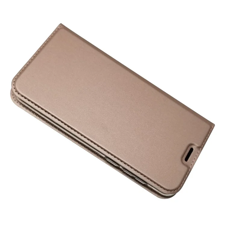 Auto-absorbed Stand Leather Card Holder Phone Cover for Huawei Y5 (2018) / Y5 Prime (2018) / Honor 7s / Play 7 - Rose Gold