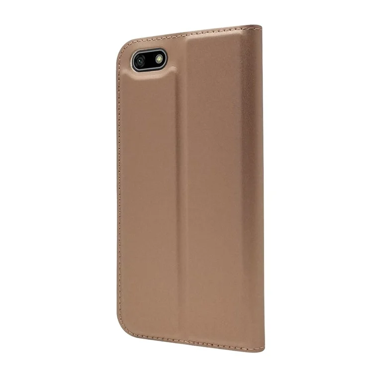 Auto-absorbed Stand Leather Card Holder Phone Cover for Huawei Y5 (2018) / Y5 Prime (2018) / Honor 7s / Play 7 - Rose Gold