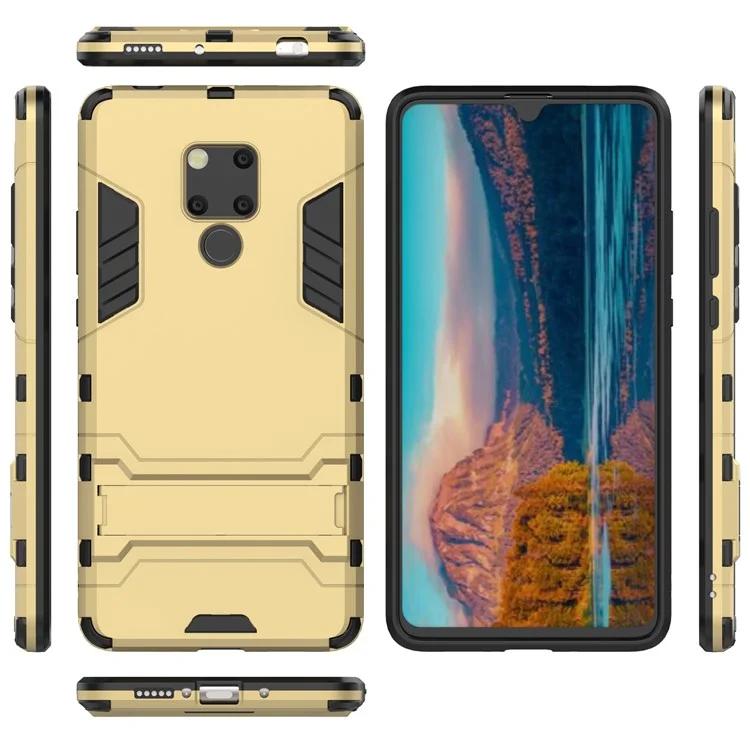 Plastic + TPU Hybrid Protection Case with Kickstand for Huawei Mate 20 X - Gold