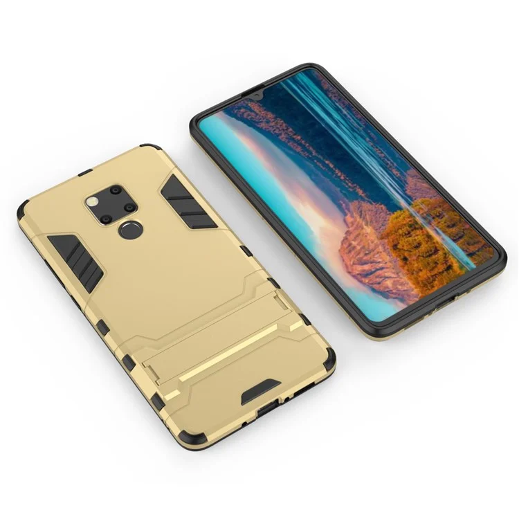 Custodia Per Protezione Ibrida in Plastica + TPU Con Cavalletto Per Huawei Mate 20 X - Oro