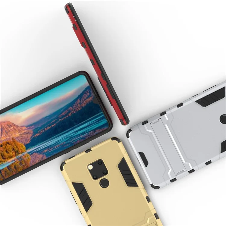 Case de Proteção Híbrida de Plástico + Tpu Com Kickstand Para Huawei Mate 20 X - Ouro