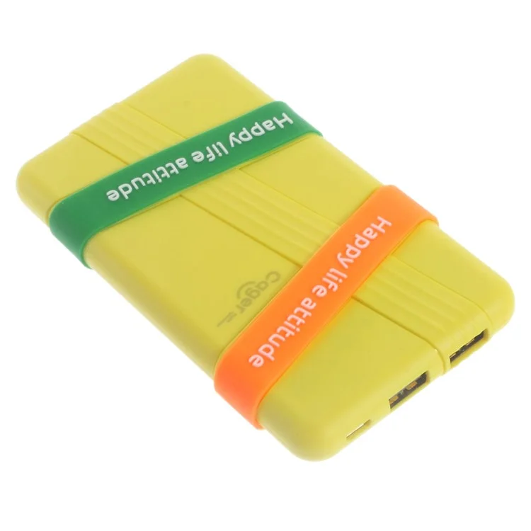 CAGER S3 6000mAh Dual USB Power Bank for iPhone iPad Samsung LG - Yellow