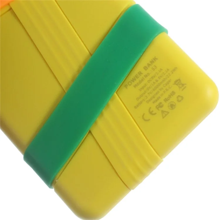 CAGER S3 6000mAh Dual USB Power Bank for iPhone iPad Samsung LG - Yellow