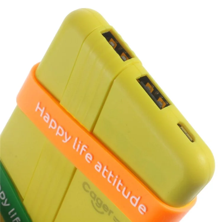 CAGER S3 6000mAh Dual USB Power Bank for iPhone iPad Samsung LG - Yellow