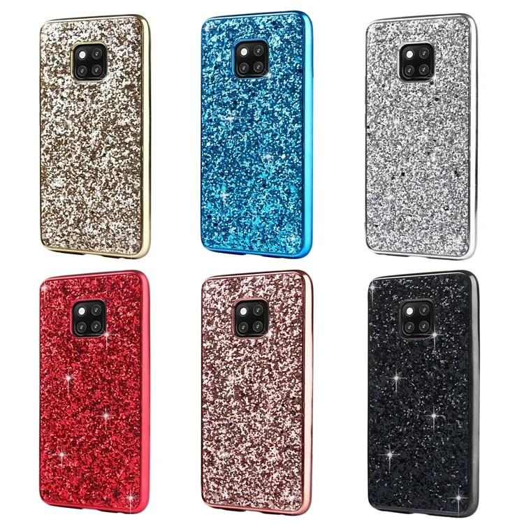 Electroplating Flash Powder PC + TPU Hybrid Mobile Casing Para Huawei Mate 20 Pro - Azul