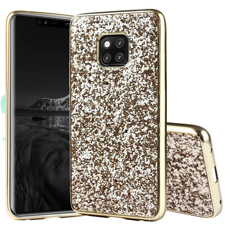 Custodia Ibrida TPU Per Polvere Flash Elettroplante Per Huawei Mate 20 Pro - Oro