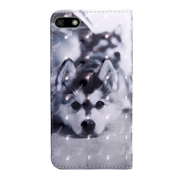 Estuche de Cuero de Decoración Ligera Estampada Para Huawei Y5 (2018)/Y5 Prime (2018)/Honor 7s/Play 7 - Perro